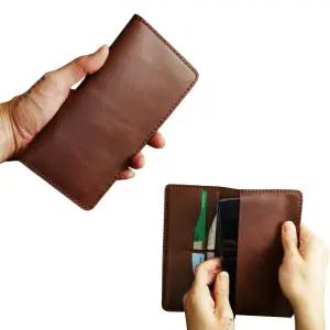 수제 가죽 핸드폰 지갑 1p 브라운 장지갑 여권 파우치 남성 여성 스마트폰 케이스