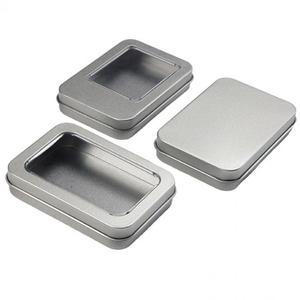 사각 미니 틴케이스 다용도 소품 정리함 정사각 투명창 철제보석함 틴박스