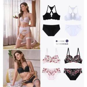 [롯데백화점]섹시쿠키 블랙 화이트 백포인트,네이비플라워 브라 햄팬티 세트 4종택1 SCWBZ305SCWBZ315