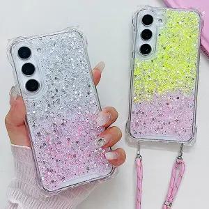 갤럭시버디4 A16 A165 A166 바디 스트랩 목걸이 크로스 줄 투톤 글리터 투명 범퍼 핸드폰 케이스