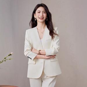 여성 노칼라 정장 코트 춘추 아나운서 세트 작업복 D086 OP1