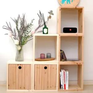 나무선생 삼나무 스프러스 원목 공간 수납 박스 1개 시디장