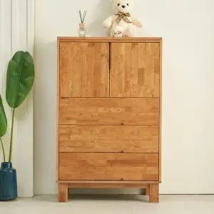 우아미가구 이인 고무나무 원목 도어형 5단서랍장 800