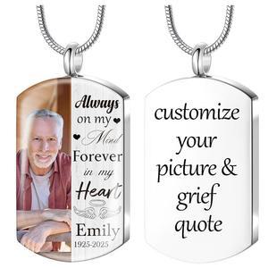 패너리 수 여성용 맞춤 재 목걸이 남성 각인 사진 및 텍스트 화장 주얼리 유골함 기념 사랑하는 사람을 잃은 기념품