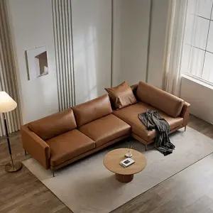 벤토 4인 반카우치형 세미아날린 전체 가죽 소파