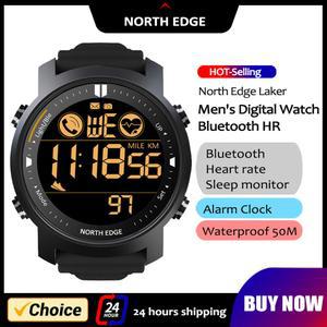 NORTH EDGE Mens 심박수 Smartwatch Swmming 모니터 스마트 50m 시계 방수 Pedometer 여성 알람 IOS Running Android