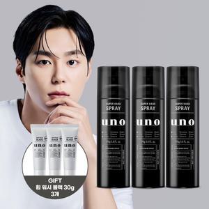 우노 수퍼 하드 스프레이 170g 3개 + 휩 워시 블랙 30ml 3개