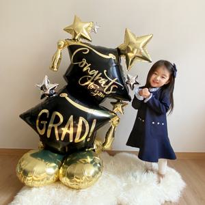 (졸업풍선단품 대형) 스탠딩 학사모 층층별 초등학교 유치원 졸업포토존