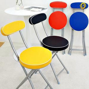 접이식 원형 의자 등받이 쿠션 체어 간편한 철제 의자