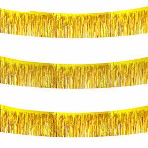BEISHIDA 3팩 30피트 메탈릭 포일 프린지 갈랜드 틴셀 스트리머 골드 월에 결혼식 생일 파티 장식용 배너 할로윈 크리스마스