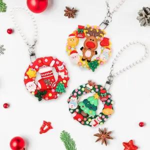 크리스마스 진주키링 리스틀 열쇠고리 만들기 데코덴 DIY 꾸미기세트 초등미술 크림클레이