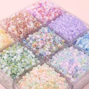 시드비즈 구슬 공예 반지 팔찌 120개 4mm 무지개 빛깔 유리 씨앗 비즈 쥬얼리 목걸이 귀걸이 라운드면 스페