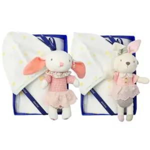 [갤러리아] (압소바출산,태교,배냇저고리세트)모니뱀부배냇슈트+토끼딸랑이세트(A1A-10118SET)