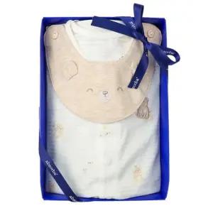 [갤러리아] (압소바말띠출산,백일,귀여운아기우주복)새싹곰오가닉우주복(턱받이)(A11-10614)