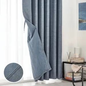 [모던하우스] ON NEW 린넨스타일 3중방한 3도씨커튼 220x240 1장 네이비 높이조절밴드
