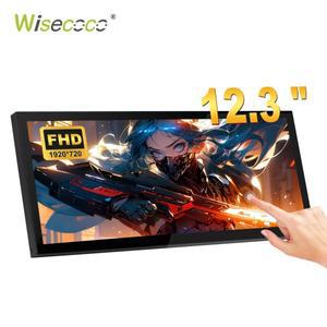 Wisecoco 12.3 인치 스트레치 바 IPS LCD 화면 휴대용 모니터 미니 소형 터치 스크린 디스플레이 1920x720