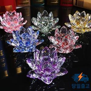 1pc 다채로운 유리 연꽃 절묘한 테이블 센터 피스 홈 장식 인형 멀티 컬러 투명 크리스탈
