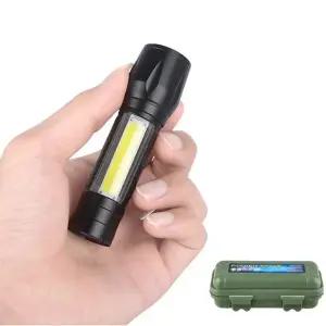 LED 충전식 줌 멀티 야외 손전등 휴대용 랜턴 미니 COB 후레쉬