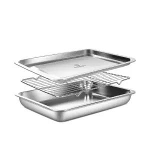 [바겐슈타이거] 스텐 사각 트레이 3종세트 No3 쟁반 밧드 튀김 보관 용기