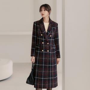 [시크라인] (~XXL까지) 릴리드 트위드 체크 코트 겨울코디 하객룩 출근룩 롱코트 모임룩 오피스룩 연말룩 빅사이즈