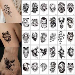 타투 30pcs 남자 여자에 대 한 작은 크기 동물 문신 스티커 호랑이 독수리 드래곤 뱀 패턴  헤나 방수
