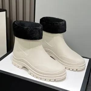 여성 기모안감 털 데일리 첼시 레인부츠