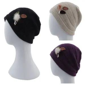 앙고라 포인트장식 니트비니 엄마 중년 여성 할머니 겨울 두건 항암 모자/AN-K110