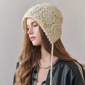 [MAXZA] 플라워 패턴 크로셰 니트 보닛햇