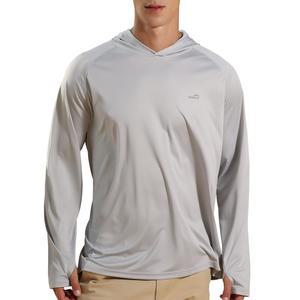 남성용 UPF 50+ 롱 슬리브 선 셔츠 자외선 차단 후디 래쉬가드 하이킹 낚시 수영 티셔츠