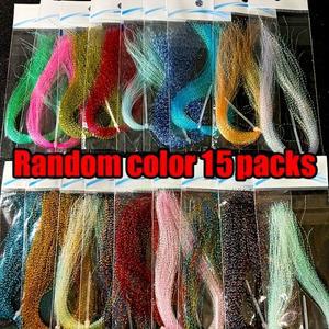 TAKBAS 플라이 타잉 재료 키트, 15팩 크리스탈 플래시 플라이 낚시 타잉 재료, 다양한 색상, 루어 제작용