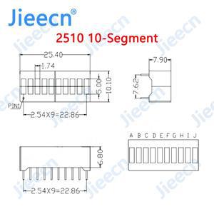 30/50PCS LED 막대 그래프 빛 8 세그먼트 10 2010 노란색 파란색 순수 녹색 빨간색 흰색 컬러 디스플레이