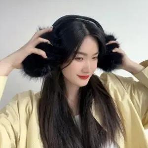 ( )쁠리즈 겨울 데일리 왕방울 귀마개 블랙 보온 귀마개 귀도리 방한 귀덮개 털 겨울