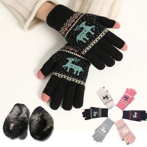 사슴 기모 스마트폰 터치장갑 방한장갑 눈꽃 선물용 여성 남성 커플 군인 방한 보온