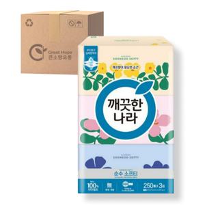 깨끗한나라 소프티 미용티슈 250매 3개 8팩 (24개) 천연펄프