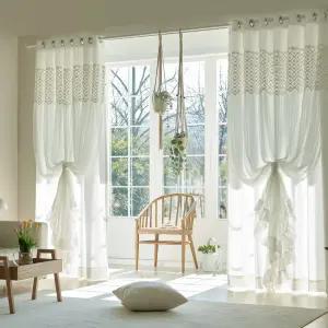 리에나 레이스 분리형 이중 화이트 암막커튼 특대형 거실커튼 이중커튼