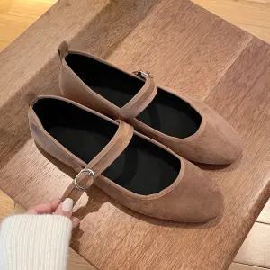 SOVO 샤로츠 스웨이드 메리제인 스트랩 단화 플랫슈즈 여성플랫 1cm