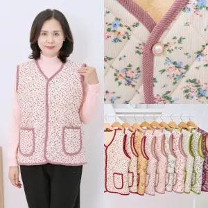 엄마옷 마미소 꽃 골덴 털 조끼 김장 단추 주머니 촌캉스 누빔 할머니 빅사이즈 40 70 마담 중년 여성 옷