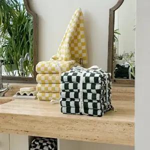 테리파머 체커 200g 호텔수건 5장 타올 타월 세트 리본선물포장 세면 목욕 답례품  코마사 패턴코마사 30수 답례품