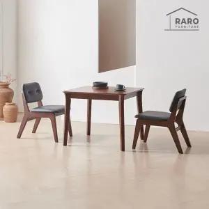 [/착불배송] 롤랑 800 고무나무 원목 낮은 2인 식탁 세트(식탁+의자2)