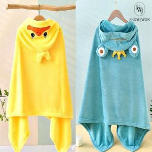어린이 샤워 가운 유아 후드 목욕 타월 극세사 비치 타올 물놀이