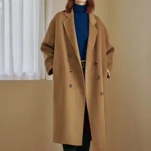 [MAXZA] 더블 브레스티드 울혼방 핸드메이드 롱 프록코트