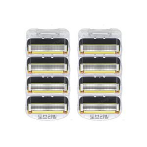토브리빙 호환 질레트 면도날 퓨전 프로쉴드 최고급 5중날 옐로우 2팩(8개입)