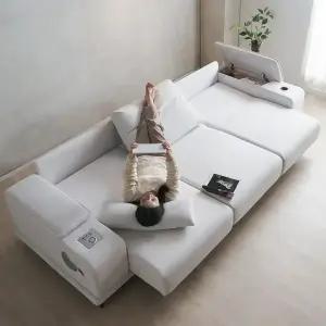 에보니아 리드 제로월 모션 슬라이딩 리클라이너 쇼파 4인용 고급형 아쿠아텍스패브릭