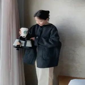 handmade. 울 해링 노카라 하프 핸드메이드 코트 (2color)