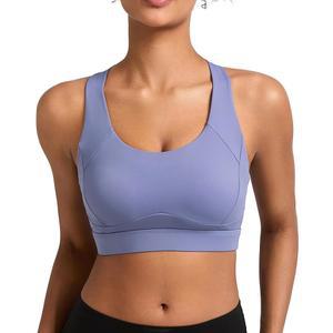 여성용 러닝걸 스포츠 브라 하이 서포트, 레이서백 하이 임팩트 그레이 스포츠 브라 몰드 컵 운동 브라 푸시업