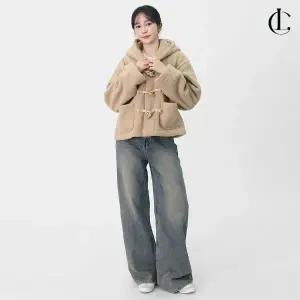 [엘케이트]여자 겨울 크롭 양털 뽀글이 후드 떡볶이 숏코트 떡코 LCR125