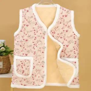 복고풍 꽃무늬 할머니김장조끼 양털 뽀글이 방한 엄마 단체 촌캉스룩 빅사이즈