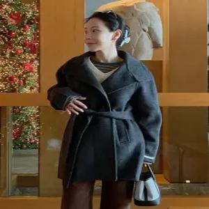 handmade. 울 데미안 벨티드 하프 핸드메이드 코트 (one color)