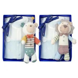 [갤러리아] (압소바출산,백일,아기우주복)블블코튼모달우주복+사자,곰돌딸랑이(A11-10623SET)