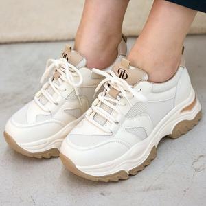 [더힐][더힐슈즈] 가죽 메쉬콤비 키높이 여성여자 슬립온 스니커즈 운동화 7cm smp243